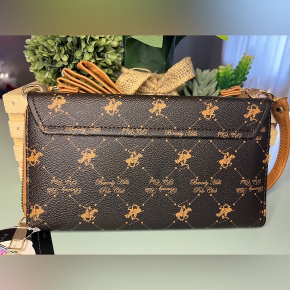 Beverly Hills Polo Cognac/Dark Brown Wristlet/Crossbody - Picture 3 of 7